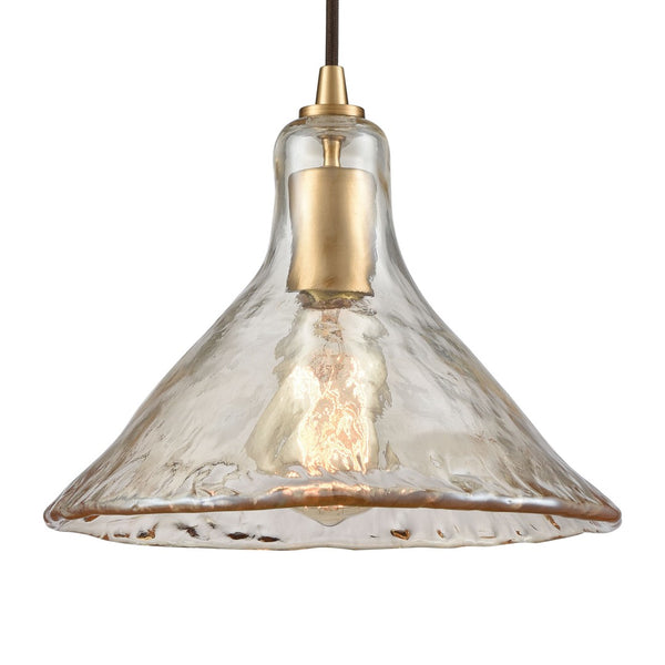 Atlas Hand Formed Glass 10'' Wide Mini Pendant Light - Artisanal Design with Craftsman Metal Detailing Satin Brass CL11603-BS