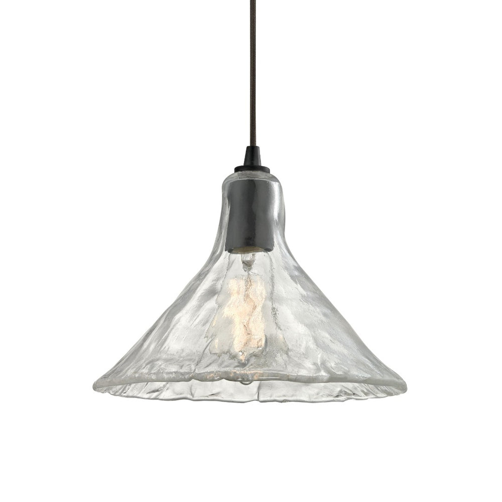 Atlas Hand Formed Glass 10'' Wide 1-Light Mini Pendant - Artisan Oil Rubbed Bronze Fixture for Elegant Spaces CL11603-BZ