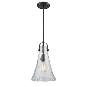 Atlas Hand Formed Glass 10'' Wide Mini Pendant Light - Artisanal Design with Craftsman Metal Detailing Oil Rubbed Bronze CL11604-BZ