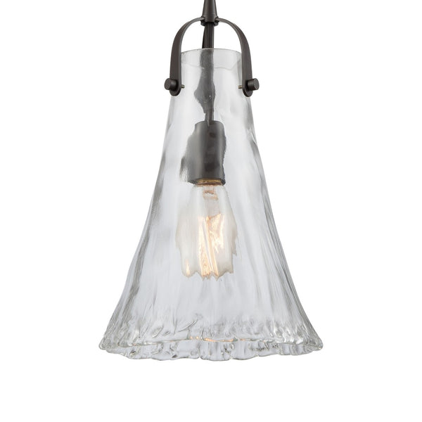 Atlas Hand Formed Glass 10'' Wide Mini Pendant Light - Artisanal Design with Craftsman Metal Detailing Oil Rubbed Bronze CL11604-BZ