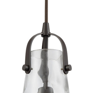 Atlas Hand Formed Glass 10'' Wide Mini Pendant Light - Artisanal Design with Craftsman Metal Detailing Oil Rubbed Bronze CL11604-BZ