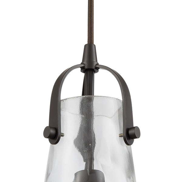 Atlas Hand Formed Glass 10'' Wide Mini Pendant Light - Artisanal Design with Craftsman Metal Detailing Oil Rubbed Bronze CL11604-BZ