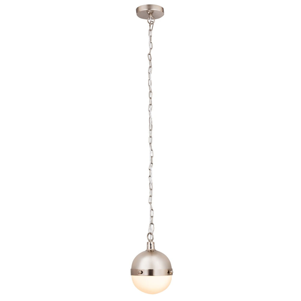 Atlas Harmelin 7" Wide 1-Light Mini Pendant - Retro Orb Design for Stylish Ambient Illumination in Any Space Satin Nickel CL11605-NK