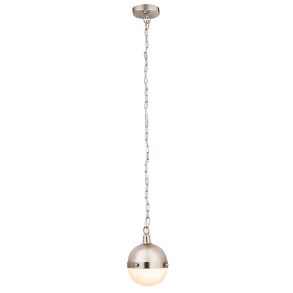 Atlas Harmelin 7" Wide 1-Light Mini Pendant - Retro Orb Design for Stylish Ambient Illumination in Any Space Satin Nickel CL11605-NK