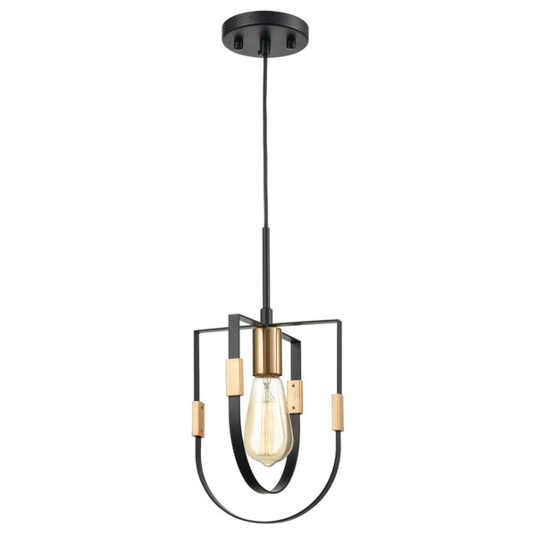 Atlas Heathrow 8'' Wide Mini Pendant Light - Elegant Matte Black & Satin Brass for Modern Interiors CL11608-BK