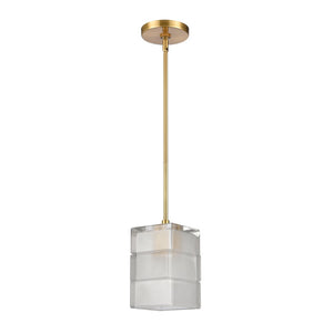 Atlas Ice Blocks 6" Wide Mini Pendant Light - Frosted Glass Design with Satin Brass for Modern Spaces CL11609-BS