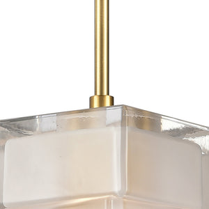 Atlas Ice Blocks 6" Wide Mini Pendant Light - Frosted Glass Design with Satin Brass for Modern Spaces CL11609-BS
