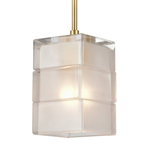 Atlas Ice Blocks 6" Wide Mini Pendant Light - Frosted Glass Design with Satin Brass for Modern Spaces CL11609-BS