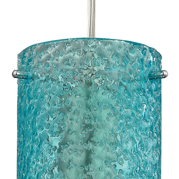 Atlas Ice Fragments 5'' Wide 1-Light Pendant - Elegant Ice-Inspired Design for Modern Spaces and Aesthetic Satin Nickel and Aqua Glass CL11610-BL2