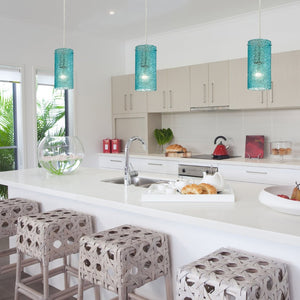 Atlas Ice Fragments 5'' Wide 1-Light Pendant - Elegant Ice-Inspired Design for Modern Spaces and Aesthetic Satin Nickel and Aqua Glass CL11610-BL2