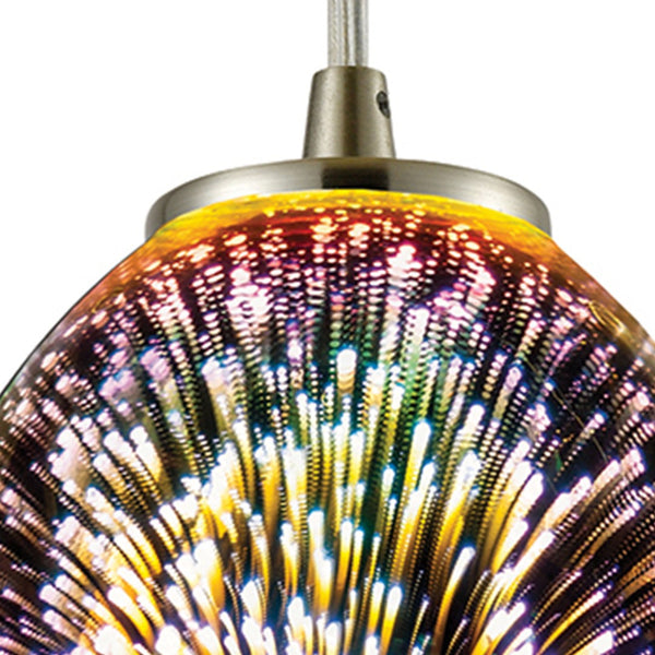 Atlas Illusions 5" Wide 1-Light Pendant - Iridescent Fireworks Glass in Satin Nickel for Modern Spaces CL11613-MU