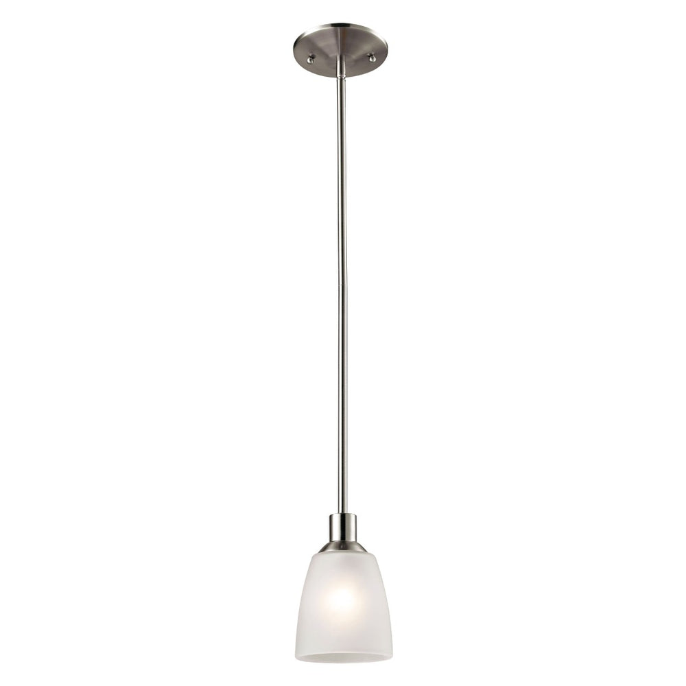 Atlas Jackson 4'' Wide Mini Pendant Light - Frosted Glass Shade, Brushed Nickel for Modern Spaces CL11614-NK