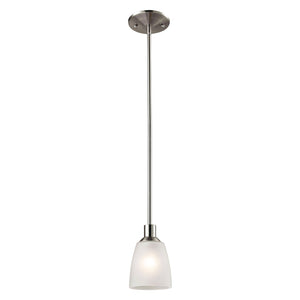 Atlas Jackson 4'' Wide Mini Pendant Light - Frosted Glass Shade, Brushed Nickel for Modern Spaces CL11614-NK