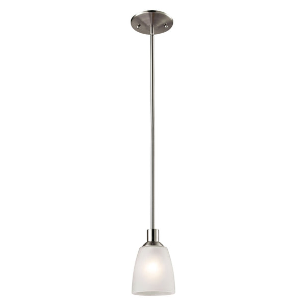 Atlas Jackson 4'' Wide Mini Pendant Light - Frosted Glass Shade, Brushed Nickel for Modern Spaces CL11614-NK