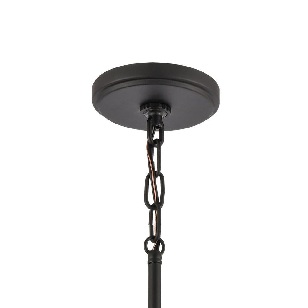 Atlas Kennington 8" Wide Mini Pendant Light - Industrial Seedy Glass Shade & Black Metal Finish for Style CL11616-BK