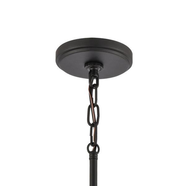 Atlas Kennington 8" Wide Mini Pendant Light - Industrial Seedy Glass Shade & Black Metal Finish for Style CL11616-BK