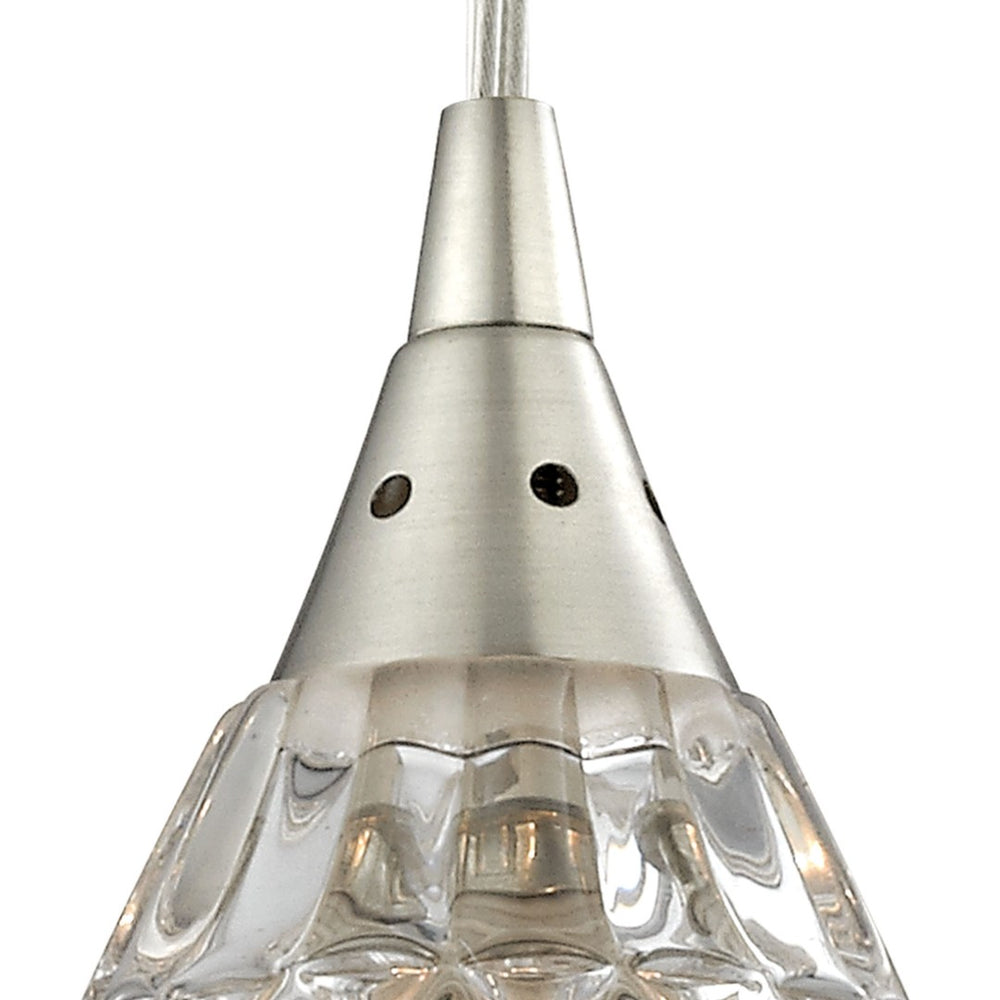Atlas Kersey 4'' Wide 1-Light Pendant - Elegant Satin Nickel Fixture with Textured Crystal Shade and Glow CL11617-NK