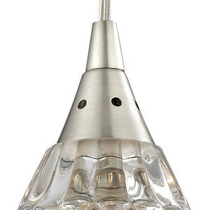 Atlas Kersey 4'' Wide 1-Light Pendant - Elegant Satin Nickel Fixture with Textured Crystal Shade and Glow CL11617-NK