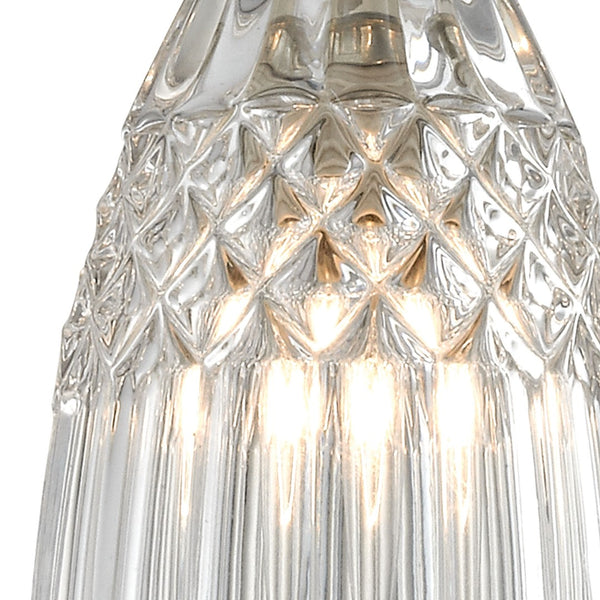Atlas Kersey 4'' Wide 1-Light Pendant - Elegant Satin Nickel Fixture with Textured Crystal Shade and Glow CL11617-NK