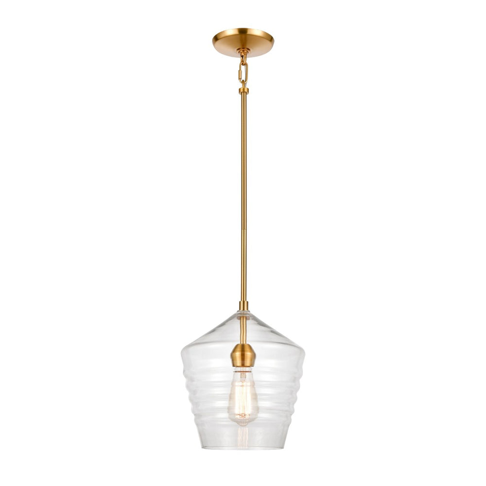 Atlas Konis 10" Wide 1-Light Mini Pendant - Modern Elegance with Clear Glass for Stylish Indoor Illumination Satin Brass CL11618-BS