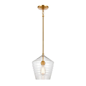 Atlas Konis 10" Wide 1-Light Mini Pendant - Modern Elegance with Clear Glass for Stylish Indoor Illumination Satin Brass CL11618-BS