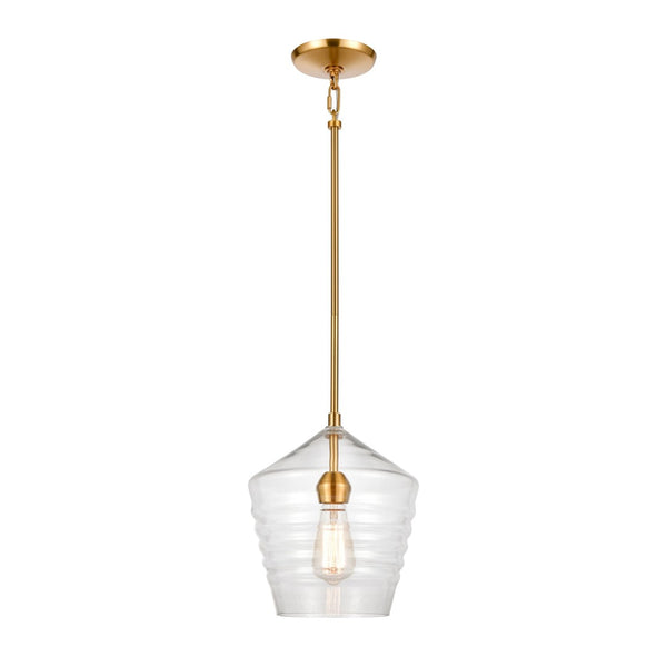 Atlas Konis 10" Wide 1-Light Mini Pendant - Modern Elegance with Clear Glass for Stylish Indoor Illumination Satin Brass CL11618-BS