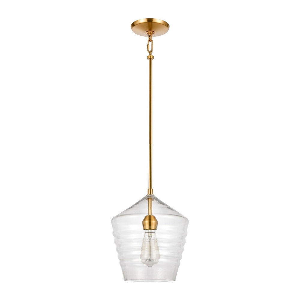 Atlas Konis 10" Wide 1-Light Mini Pendant - Modern Elegance with Clear Glass for Stylish Indoor Illumination Satin Brass CL11618-BS