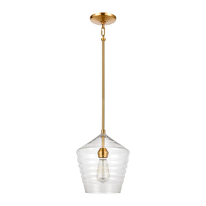 Atlas Konis 10" Wide 1-Light Mini Pendant - Modern Elegance with Clear Glass for Stylish Indoor Illumination Satin Brass CL11618-BS
