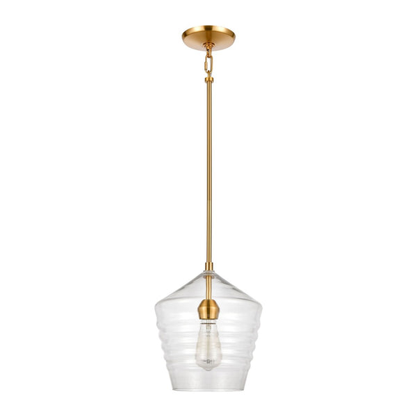 Atlas Konis 10" Wide 1-Light Mini Pendant - Modern Elegance with Clear Glass for Stylish Indoor Illumination Satin Brass CL11618-BS