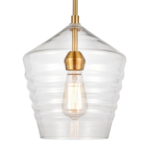Atlas Konis 10" Wide 1-Light Mini Pendant - Modern Elegance with Clear Glass for Stylish Indoor Illumination Satin Brass CL11618-BS