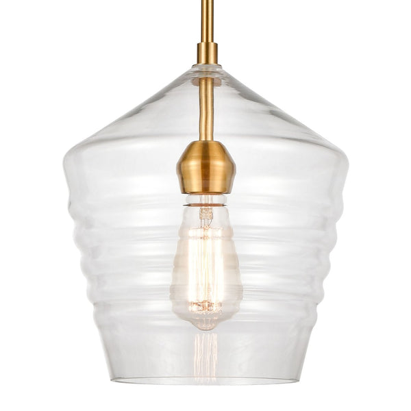 Atlas Konis 10" Wide 1-Light Mini Pendant - Modern Elegance with Clear Glass for Stylish Indoor Illumination Satin Brass CL11618-BS