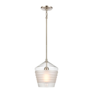 Atlas Konis 10" Wide 1-Light Mini Pendant - Modern Elegance with Clear Glass for Stylish Indoor Illumination Satin Nickel CL11618-NK