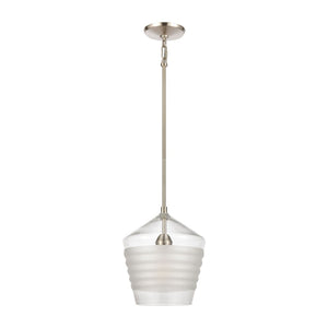 Atlas Konis 10" Wide 1-Light Mini Pendant - Modern Elegance with Clear Glass for Stylish Indoor Illumination Satin Nickel CL11618-NK