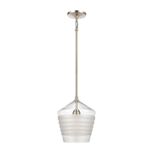 Atlas Konis 10" Wide 1-Light Mini Pendant - Modern Elegance with Clear Glass for Stylish Indoor Illumination Satin Nickel CL11618-NK