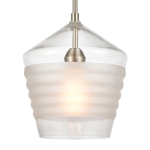 Atlas Konis 10" Wide 1-Light Mini Pendant - Modern Elegance with Clear Glass for Stylish Indoor Illumination Satin Nickel CL11618-NK