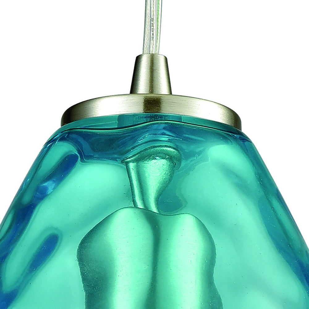 Atlas Lagoon 6'' Wide 1-Light Pendant - Elegant Aqua Teardrop Glass for Coastal Modern Décor Lighting Satin Nickel with Aqua CL11619-BL