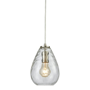 Atlas Lagoon 6'' Wide 1-Light Pendant - Elegant Aqua Teardrop Glass for Coastal Modern Décor Lighting Satin Nickel with Clear CL11619-CL