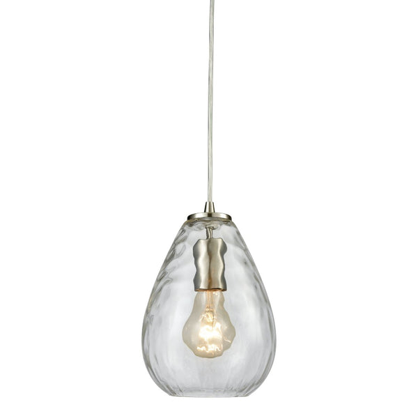 Atlas Lagoon 6'' Wide 1-Light Pendant - Elegant Aqua Teardrop Glass for Coastal Modern Décor Lighting Satin Nickel with Clear CL11619-CL