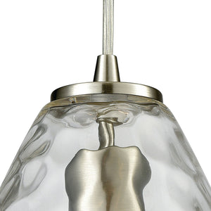 Atlas Lagoon 6'' Wide 1-Light Pendant - Elegant Aqua Teardrop Glass for Coastal Modern Décor Lighting Satin Nickel with Clear CL11619-CL