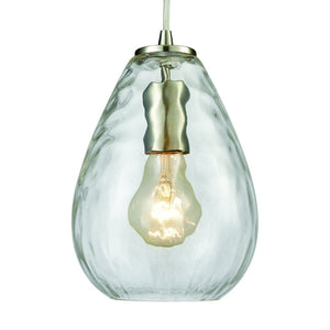 Atlas Lagoon 6'' Wide 1-Light Pendant - Elegant Aqua Teardrop Glass for Coastal Modern Décor Lighting Satin Nickel with Clear CL11619-CL