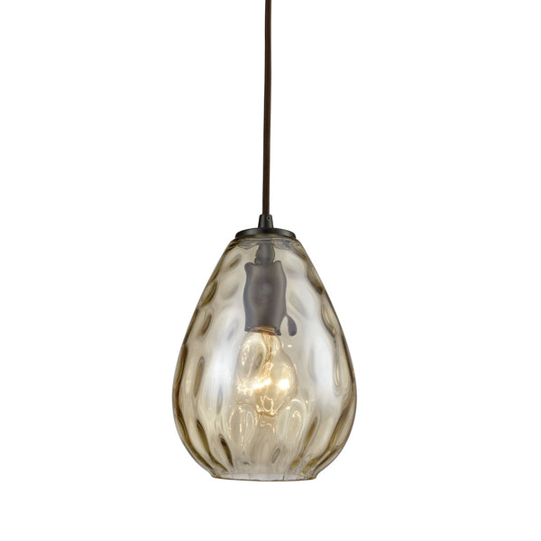 Atlas Lagoon 6'' Wide 1-Light Pendant - Elegant Aqua Teardrop Glass for Coastal Modern Décor Lighting Oil Rubbed Bronze with Champagne CL11619-GY