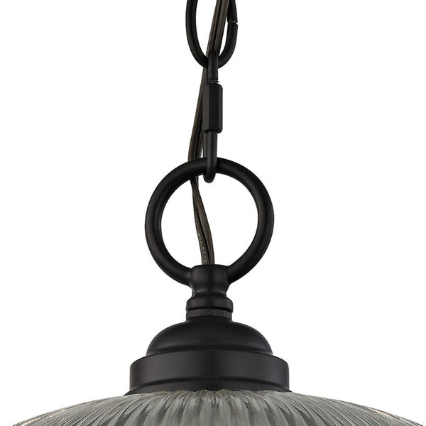 Atlas Liberty Park Mini Pendant Light - Stylish Ribbed Glass Dome for Elegant Illumination in Any Space Oil Rubbed Bronze 12'' CL11620-BZ