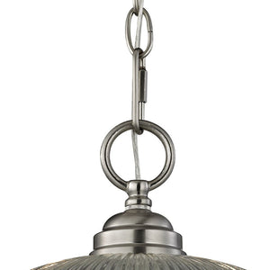 Atlas Liberty Park Mini Pendant Light - Stylish Ribbed Glass Dome for Elegant Illumination in Any Space Brushed Nickel 12'' CL11620-NK