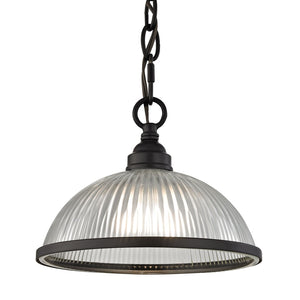 Atlas Liberty Park Mini Pendant Light - Stylish Ribbed Glass Dome for Elegant Illumination in Any Space Oil Rubbed Bronze 9'' CL11621-BZ