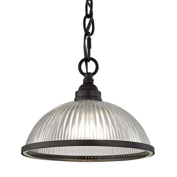 Atlas Liberty Park Mini Pendant Light - Stylish Ribbed Glass Dome for Elegant Illumination in Any Space Oil Rubbed Bronze 9'' CL11621-BZ