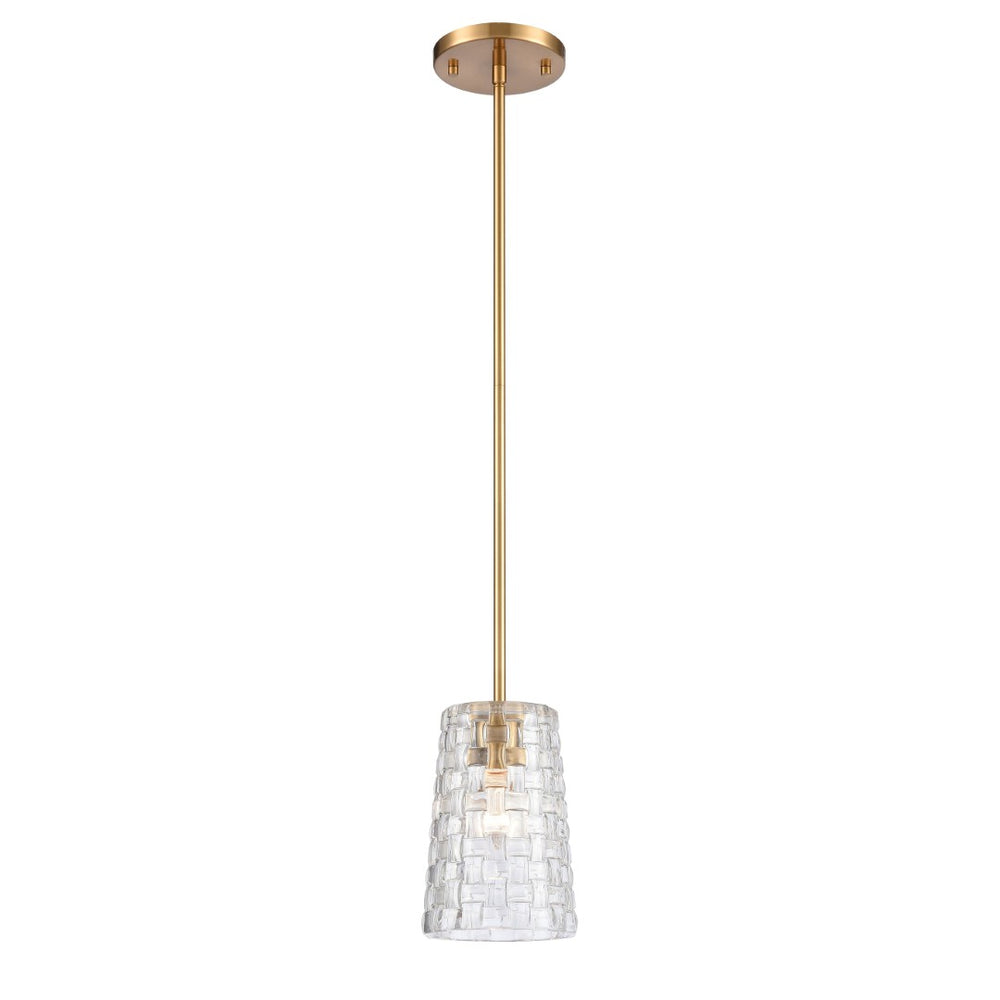 Atlas Lightweave 5.5'' Wide 1-Light Mini Pendant - Modern Crystal Shade for Stunning Ambient Lighting Satin Brass CL11622-BS