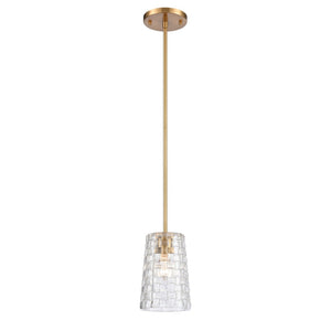 Atlas Lightweave 5.5'' Wide 1-Light Mini Pendant - Modern Crystal Shade for Stunning Ambient Lighting Satin Brass CL11622-BS