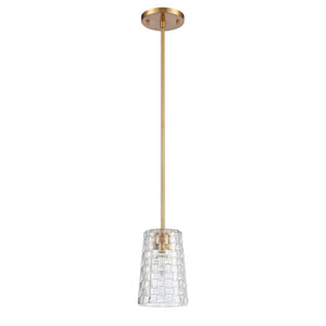 Atlas Lightweave 5.5'' Wide 1-Light Mini Pendant - Modern Crystal Shade for Stunning Ambient Lighting Satin Brass CL11622-BS