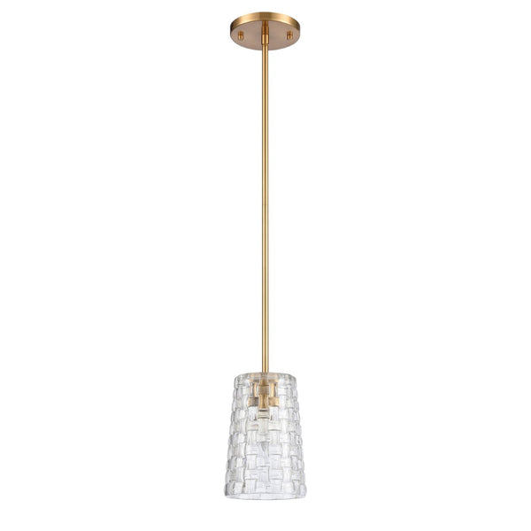 Atlas Lightweave 5.5'' Wide 1-Light Mini Pendant - Modern Crystal Shade for Stunning Ambient Lighting Satin Brass CL11622-BS
