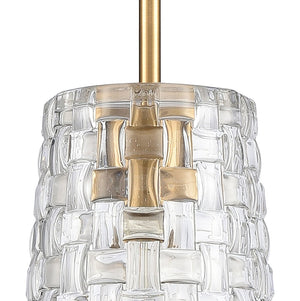 Atlas Lightweave 5.5'' Wide 1-Light Mini Pendant - Modern Crystal Shade for Stunning Ambient Lighting Satin Brass CL11622-BS